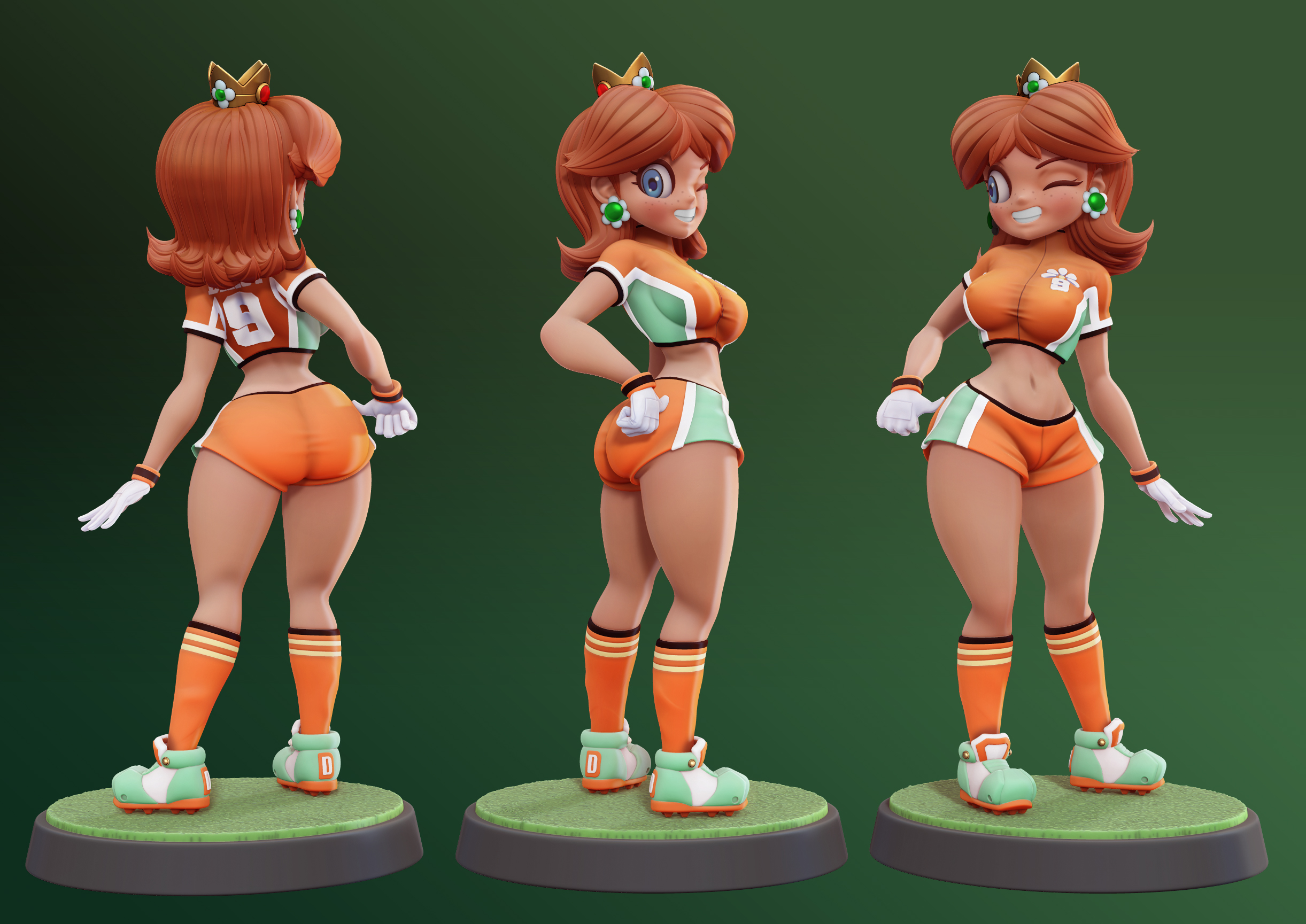 1girls, 3d, big breasts, breasts, clothed, clothing, daisy's hot stuff (trend), female, female focus, female only, full body, looking at viewer, mario (series), mario strikers, princess daisy, smooth skin, solo, solo female, super mario strikers, tagme, the-great-pipmax, thick thighs, thighs