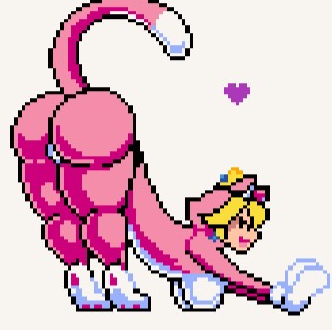 1girls, ass, breasts, cat ears, cat girl, cat peach, cat suit, cat tail, catgirl, female, mario (series), neko, nekogirl, nintendo, pixel art, princess, princess peach, super mario bros., wplace, wplace (artwork)