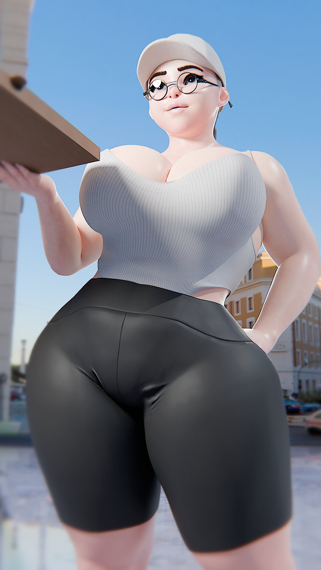1girls, 3d, activision, ass, ass bigger than head, baseball cap, big ass, big breasts, big thighs, bike shorts, blizzard entertainment, breasts, breasts bigger than head, bubble butt, chubby, chubby female, clothed, clothed female, curvaceous, curvy, curvy figure, eddysfm, fat ass, female, female only, glasses, hat, hips, hourglass figure, huge ass, huge breasts, huge thighs, large ass, large breasts, legs, light skin, light-skinned female, mature, mature female, mei (overwatch), mei ling zhou, mei-ling zhou, non-nude, overwatch, overwatch 2, pizza box, plump, plump ass, plump thighs, round ass, slim waist, solo, thick, thick hips, thick legs, thick thighs, thighs, thighs bigger than head, voluptuous, voluptuous female, waist, wide hips, wide thighs