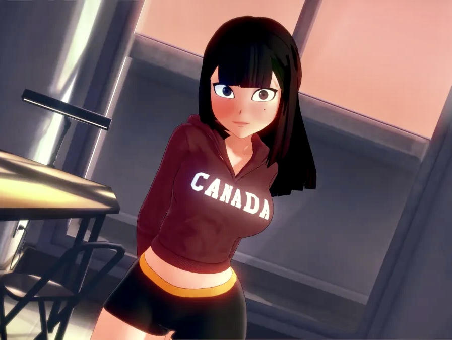 1girls, 3d, bangs, beauty mark, black hair, diana the human, meru (merunyaa), merunyaa, mole, skuddbutt, sweater, tagme