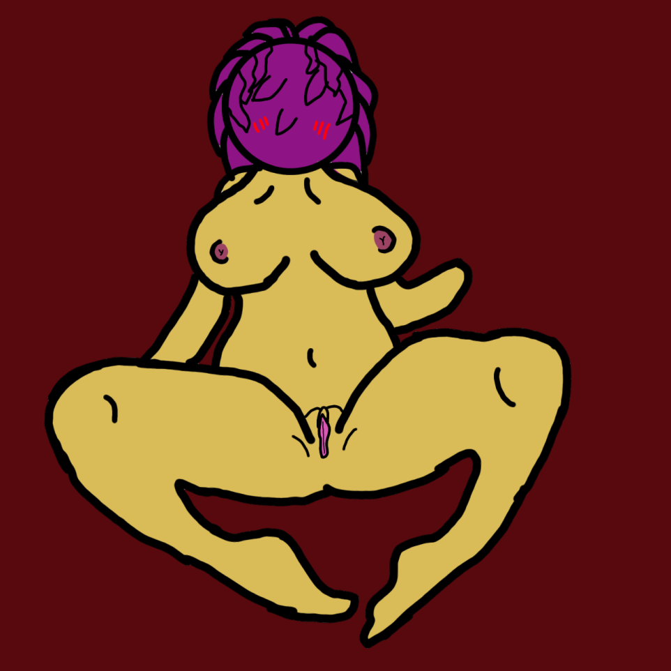 absolutely_nothing_on bare_breasts nude_female omega purple_hair pussy_visible yellow_skin