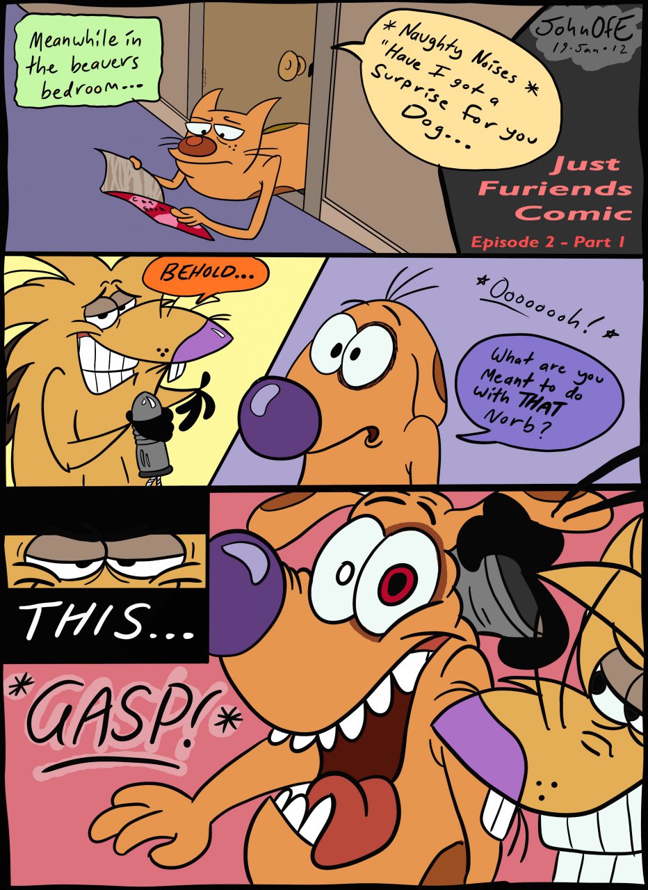 angry_beavers beaver canine catdog catdog_(series) comic crossover ear_penetration english_text feline furry gay johnofe just_furiends male male_only nickelodeon no_humans norbert rodent sex_toy text