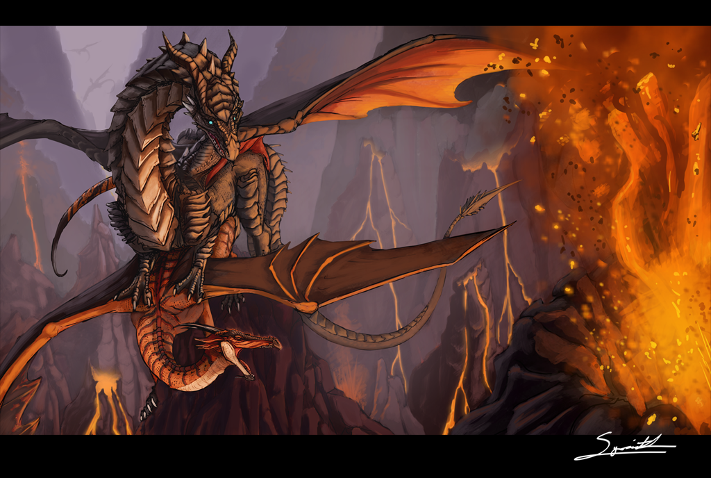 ambiguous_gender dragon feral horn lava penetration syrinoth tail volcanic_setting volcano wings