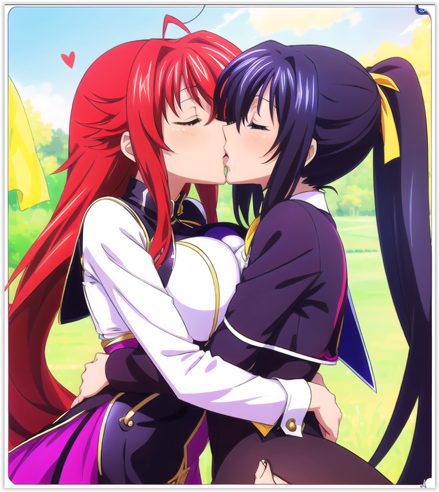 2females 2girls 2women ai_generated akeno_himejima girl_on_girl high_school_dxd lesbian_couple lesbian_kiss lesbian_sex rias_gremory yuri yuri yuri