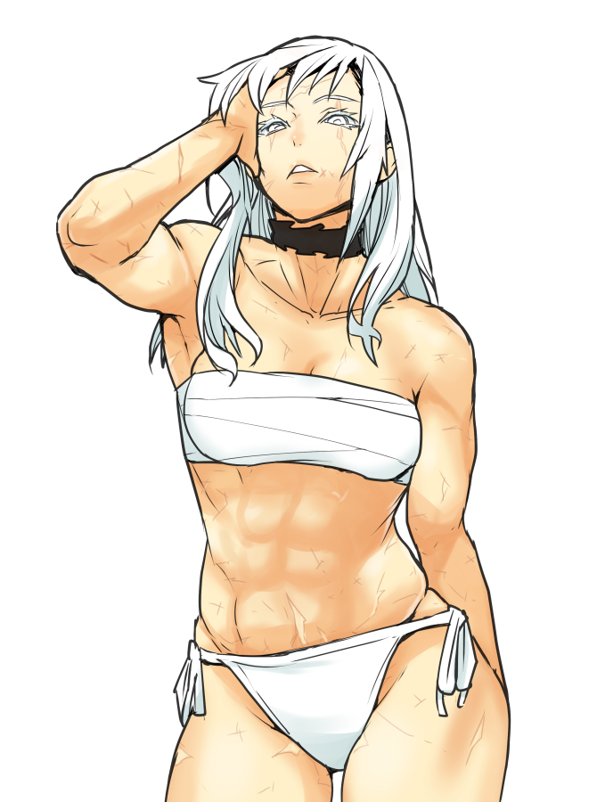 athletic athletic_female blind female female_focus female_only fit fit_female human orizurubros scarred scarred_body scarred_face tokugawa_monkeys tsuki_(tokugawa_monkeys) white_hair