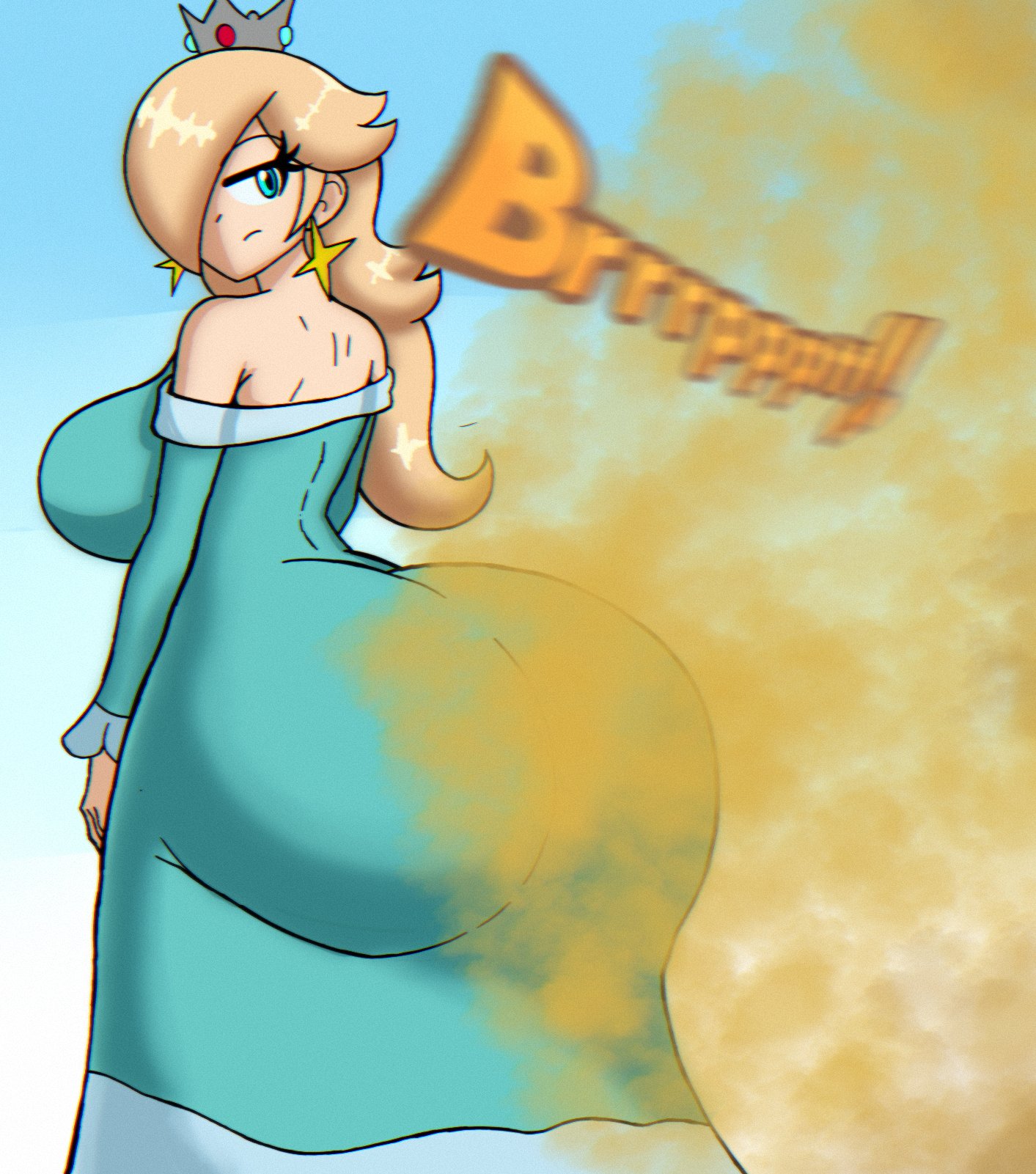 1girls, ass, ass focus, big ass, big breasts, big butt, blonde hair, bottom heavy, brap, bubble ass, bubble butt, cutting the cheese, dumptruck ass, enormous ass, eyes covered, fart, fart cloud, fart fetish, farting, farting at viewer, farts, fat ass, female, female focus, female only, gassy, gassy female, gigantic ass, huge ass, huge breasts, huge thighs, hyper ass, large ass, large breasts, mario (series), nintendo, passing gas, princess rosalina, ripping ass, round ass, smelly ass, sniffable ass, super mario bros., thick, thick ass, thick thighs, thighhighs, tooting, wide hips, zaemonbrap