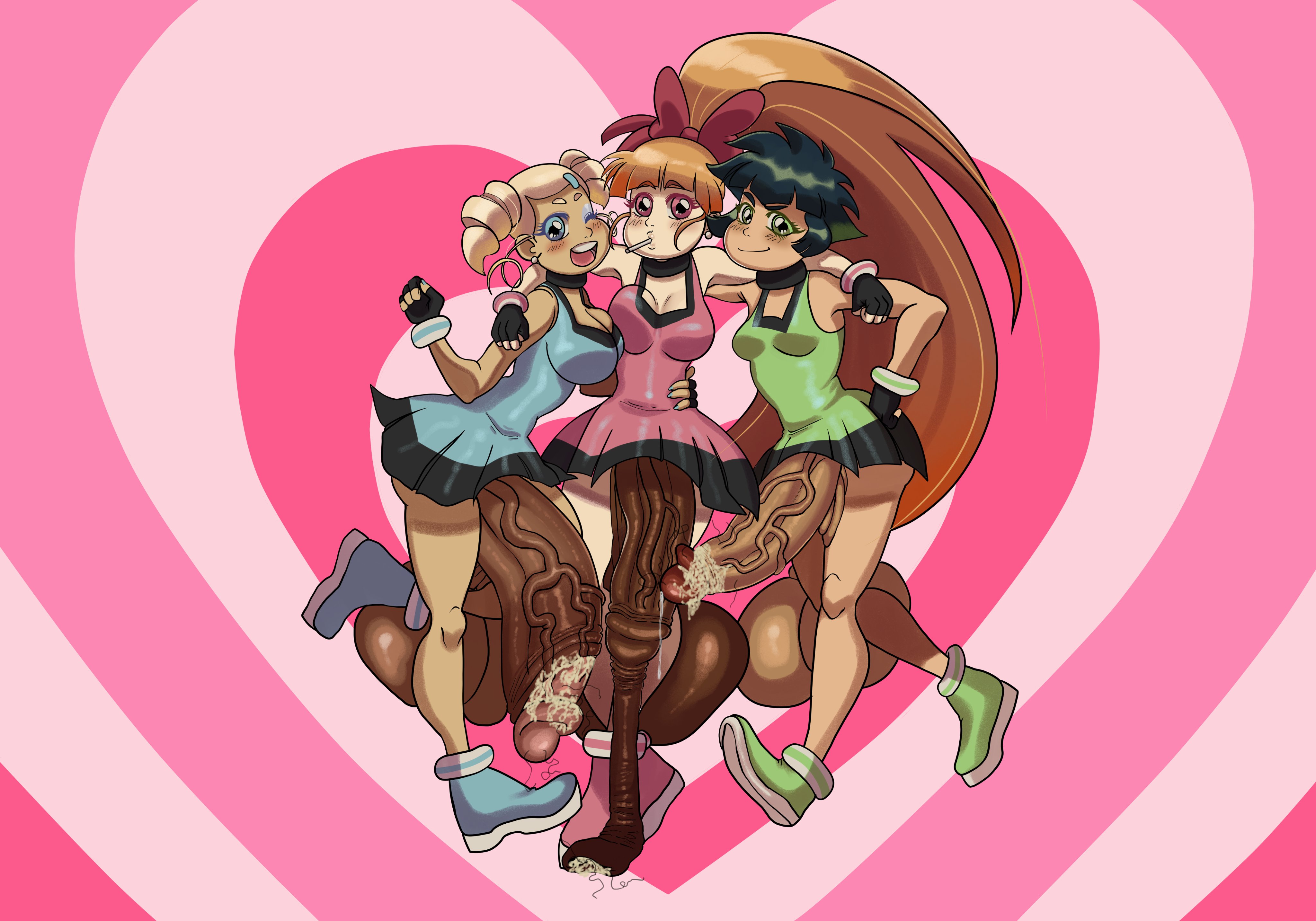 3futas, areolae, balls, big areola, big balls, big breasts, big cock, big penis, big testicles, blossom (powerpuff girls), blueglittercum, breasts, bubbles (powerpuff girls), buttercup (powerpuff girls), clothed, clothing, cock, dark-skinned futa, dark-skinned futanari, darkened genitalia, darkened penis, dick, dickgirl, erect penis, erection, foreskin, futanari, intersex, light-skinned futa, light-skinned futanari, long hair, long penis, penis, powerpuff girls, powerpuff girls z, scrotum, short hair, smegma, testicles, uncensored, veiny penis