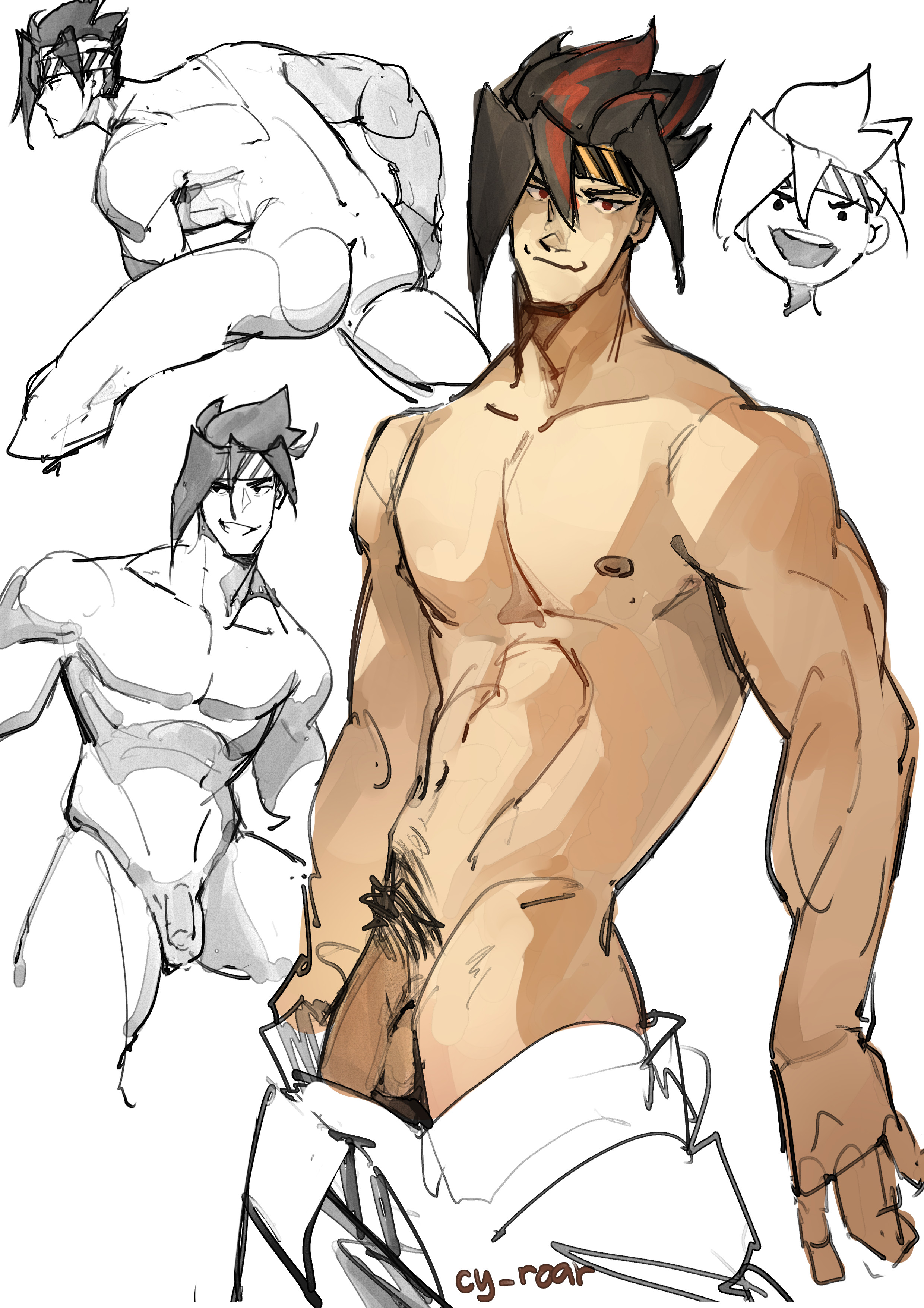 anton ivanov, bara, cy roar, gay, male, male focus, male only, muscular, muscular male, yaoi, zenless zone zero