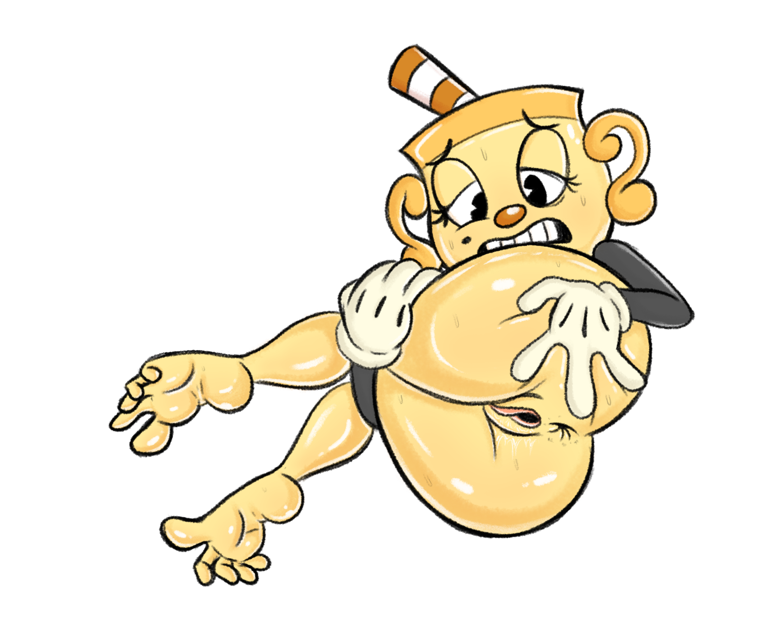 anthro, cuphead (game), cuphead: the delicious last course, drawfag, female, inanimate animate, ms. chalice, revealing, revealing anus, revealing ass, revealing pussy, spread legs, tagme, terrible the drawfag