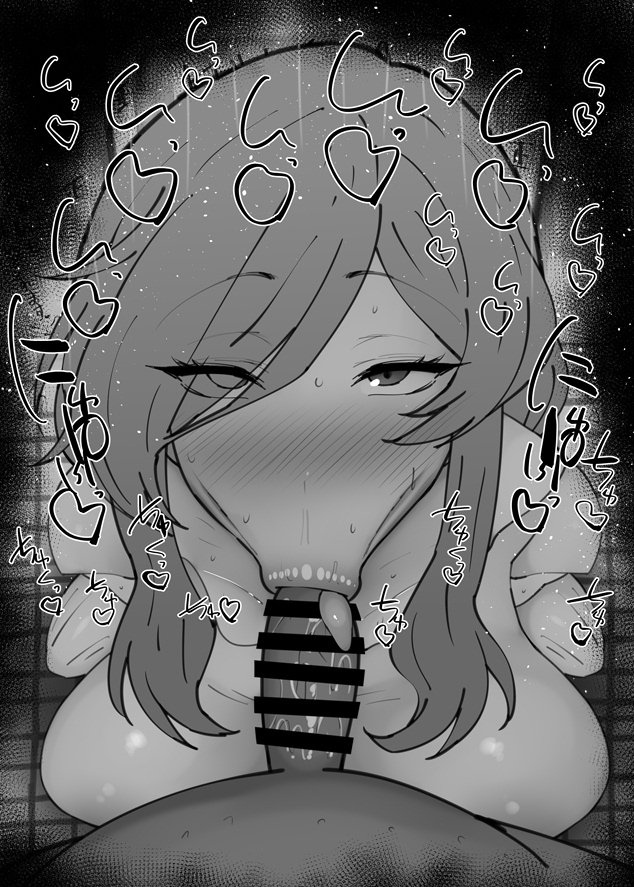 :>=, 1boy, 1girls, big penis, black and white, blowjob, blush, breasts, censored, dark skin, dark-skinned male, detailed background, dress, drooling, eyelashes, fellatio, female, flamme, flamme (sousou no frieren), hair over one eye, heart, human, indoor, indoors, kurotama, licking, long hair, looking at viewer, male, male pov, oral, oral sex, penis, pov, saliva, shiny, shiny skin, sketch, sound effects, sousou no frieren, squatting, text, tongue, tongue out, vein, veins, veiny, veiny penis