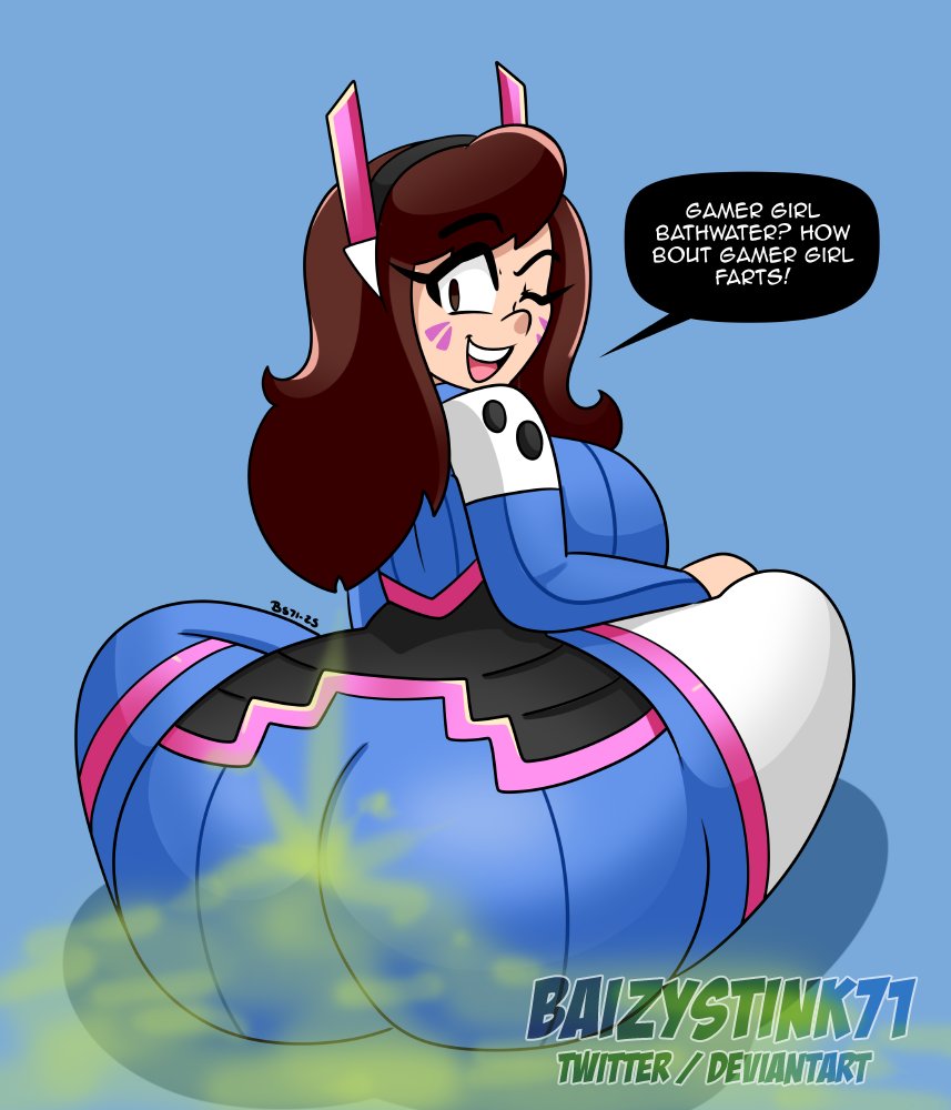 1girls, baizy-stink71 (artist), big ass, black eyes, blizzard entertainment, brown hair, bubble ass, bubble butt, d.va, daisy-pink71, dialogue, fart, fart cloud, farting, female, female focus, female only, full of gas, gamer, gamer girl, huge ass, huge thighs, hyper ass, large ass, overwatch, seductive, smelly ass, sniffable ass, thick thighs, visor