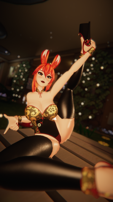 black_stockings bunny_ears bunny_girl flexible high_heels large_breasts lipstick rebel_(vtuber) rebel_vr that_one_rebel