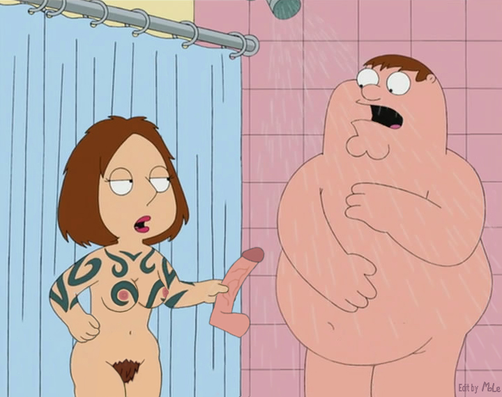 accurate_art_style attribute_theft balls detachable_genitalia detachable_penis dildo family_guy female imminent_rape male meg_griffin mole nude obscured_pussy penis peter_griffin pubic_hair shower tagme tattoos wet