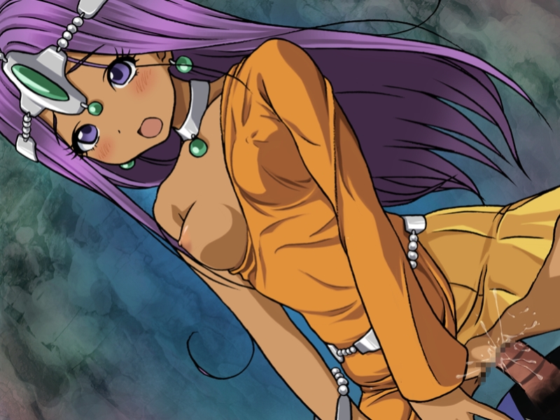 blush censored circle_lolipop clothed_sex clothing dragon_quest dragon_quest_iv dress erect_nipples erect_nipples_under_clothes girl_on_top meena_mahabala monster one_breast_out robot small_breasts tagme