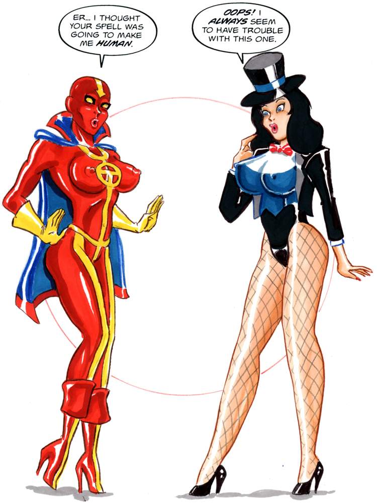 dc female female_only human joe_gravel multiple_females multiple_girls red_tornado rule_63 straight_hair zatanna