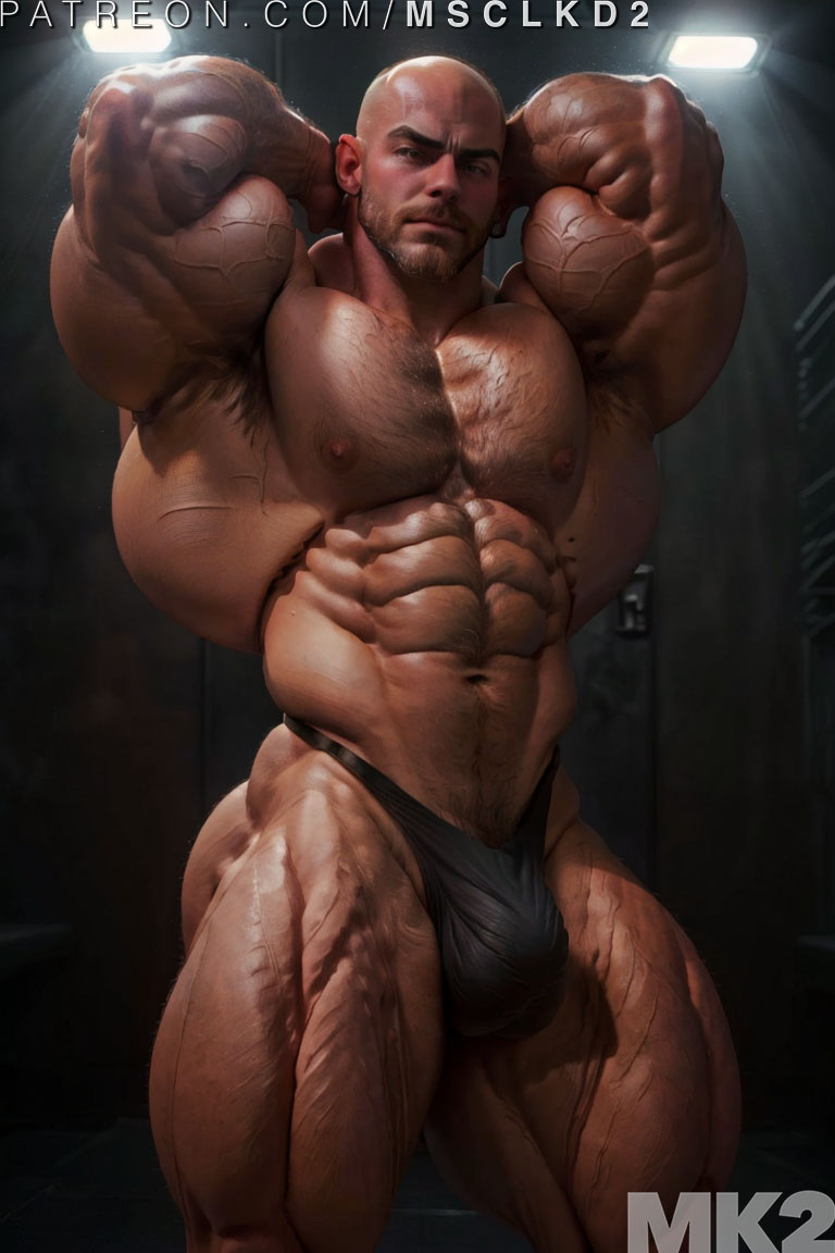 (mk2) ai_generated bald biceps bodybuilder boner fit_male flexing gay gym hyper hyper_muscle hyper_muscular male male_only massive muscle_god muscle_growth muscle_monster muscles muscular muscular_arms muscular_male muscular_thighs nsfw nude posing semen sweat thong vascular weightlifting