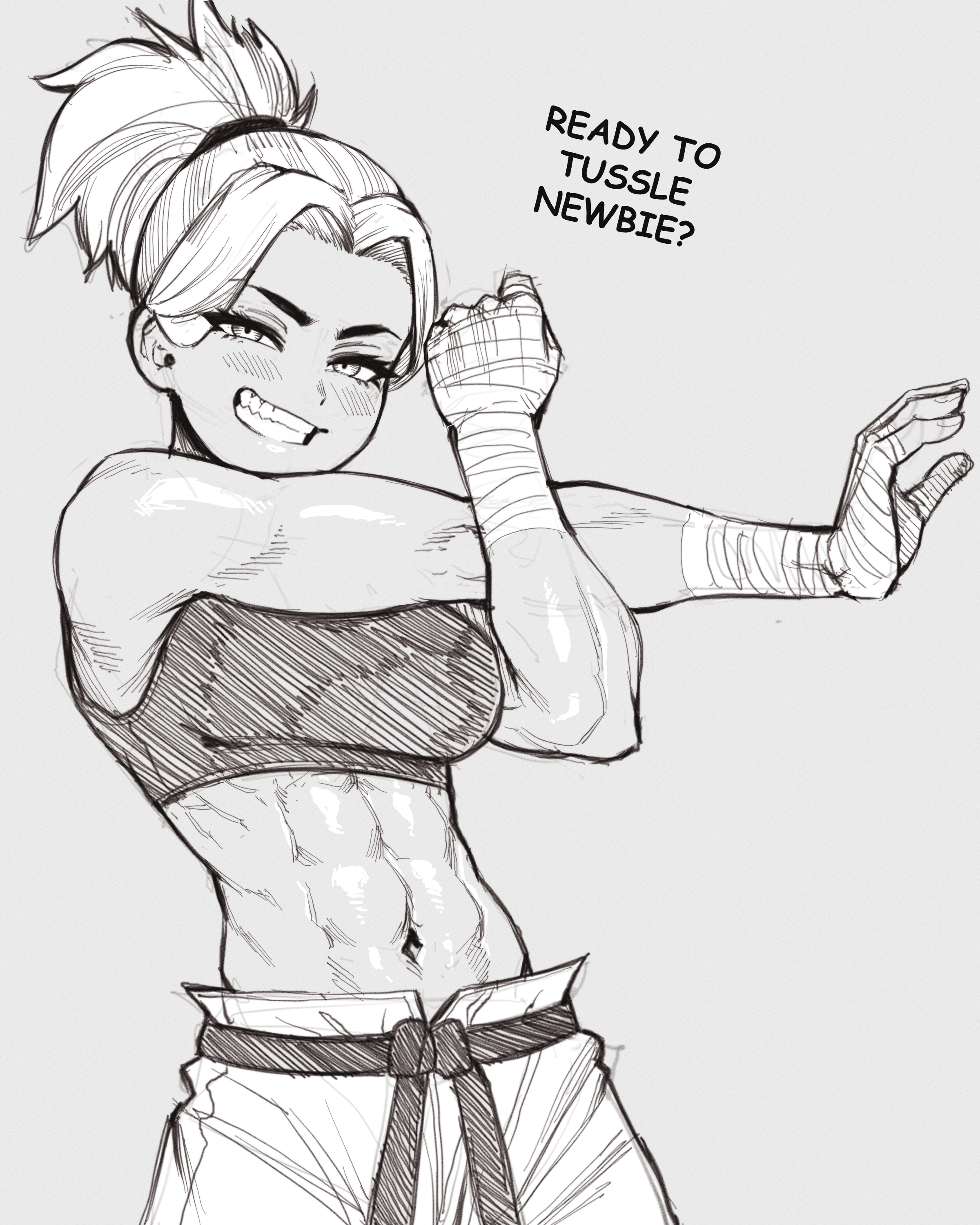 1girls, abs, bare arms, bare shoulders, big breasts, blush, breasts, clothed, clothing, color, english text, female, female focus, female only, fit, fit female, hi res, large breasts, light skin, light-skinned female, long hair, looking at viewer, muscles, muscular, muscular arms, muscular female, original character, solo, solo female, speedl00ver, tagme, text, thick thighs, white hair