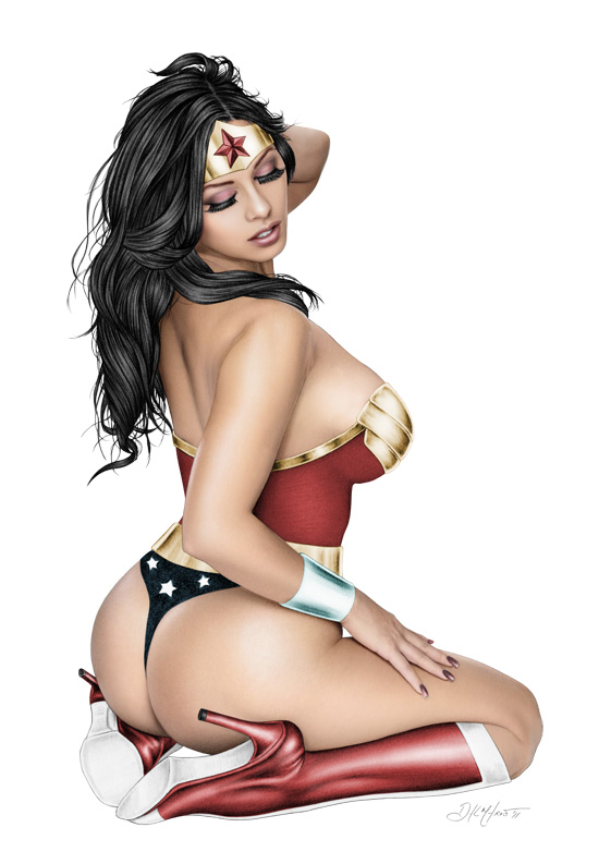 1girls ass boots busty closed_eyes color colored dat_ass dc dc_comics don_monroe female female_only high_heel_boots on_knees pinup pinup_pose solo thong tiara wonder_woman wonder_woman_(series)