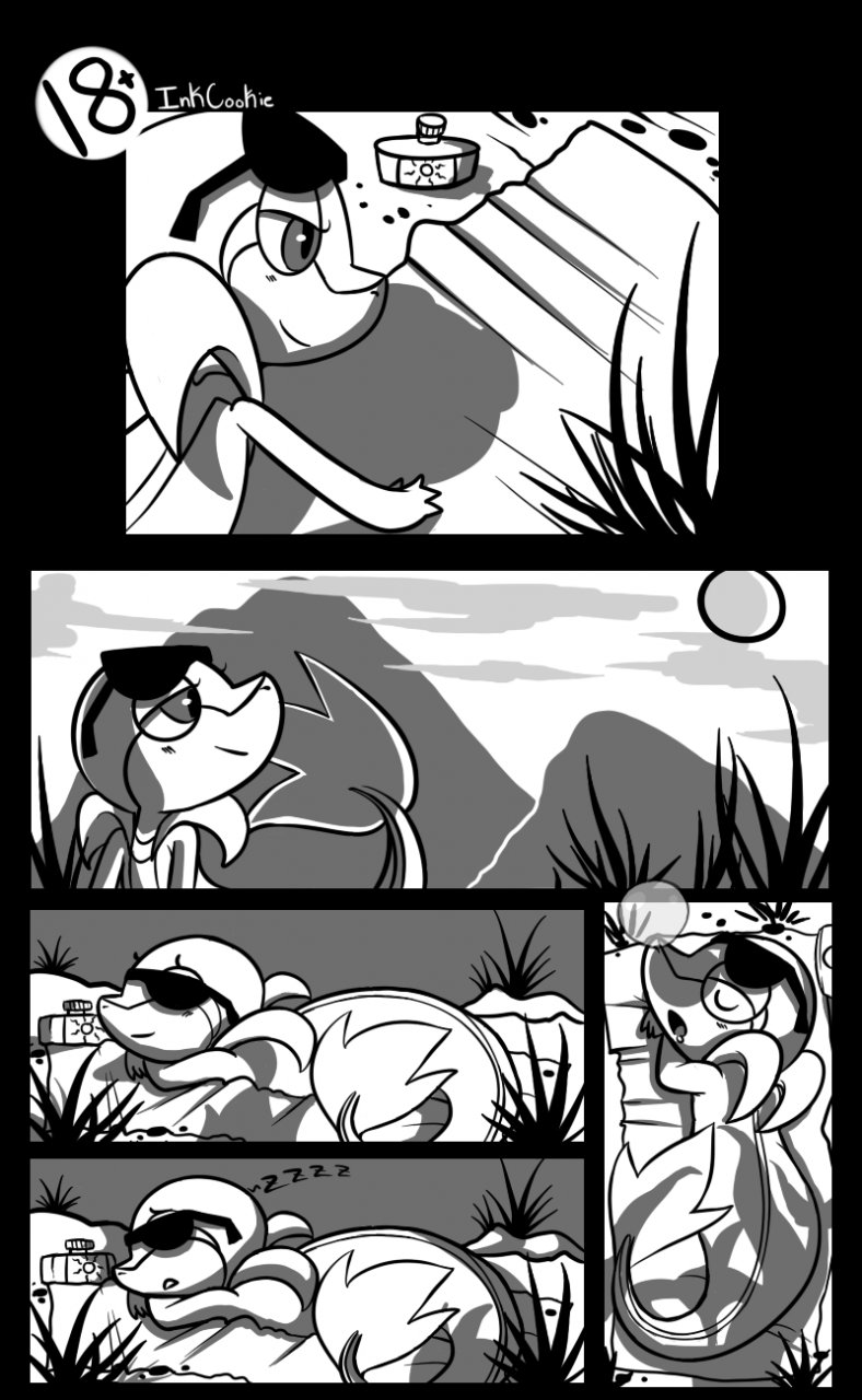 comic female feral inkcookie monochrome nude outdoors pokemon snivy tagme