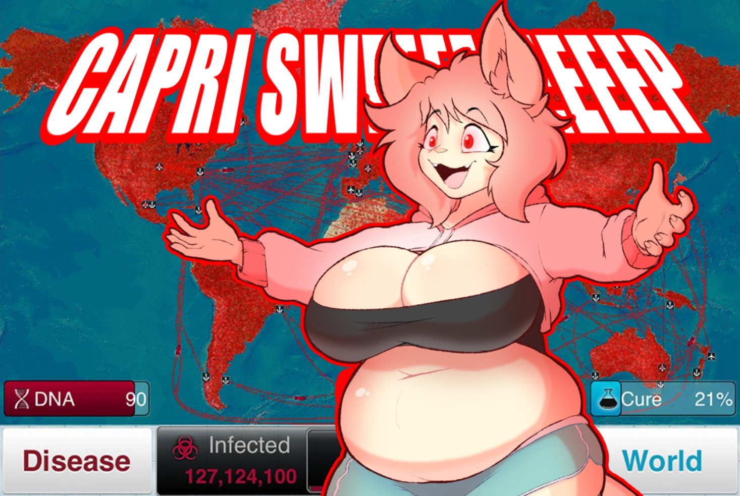 big_breasts breasts capri catgirl chonk chubby chubby_female cleavage doxxyl feline female fur furry gameplay_screenshot huge_breasts meme plague_inc. pudgy_belly shitpost tagme thick_thighs wide_hips