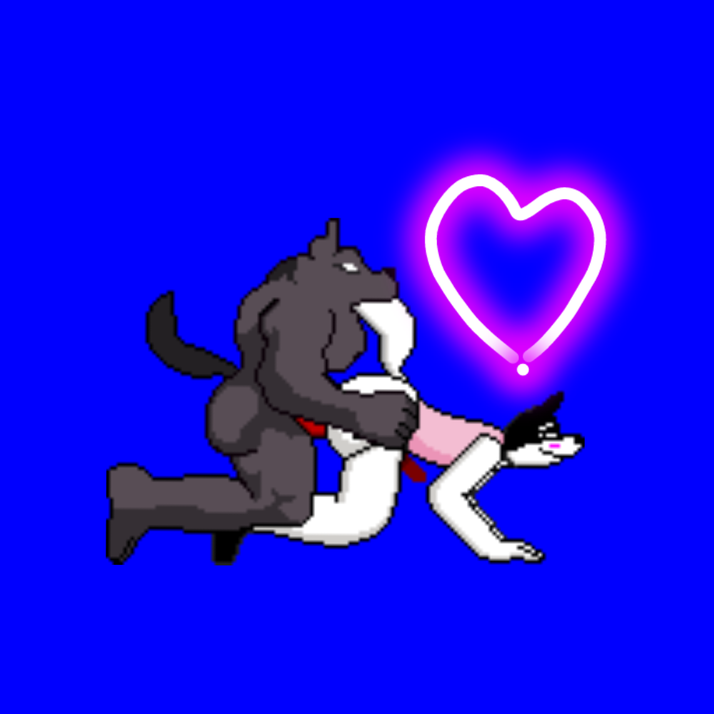 canid canine canis couple couple_(romantic) doggo_(undertale) domestic_dog ice_wolf_(undertale) m.u.g.e.n male male/male male_only pixel_art undertale undertale_(series) wolf