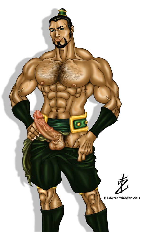 1boy avatar_legends avatar_the_last_airbender bara clothing earth_kingdom edward_winokan facial_hair human male male_only muscle penis pubic_hair shirtless solo testicles the_boulder