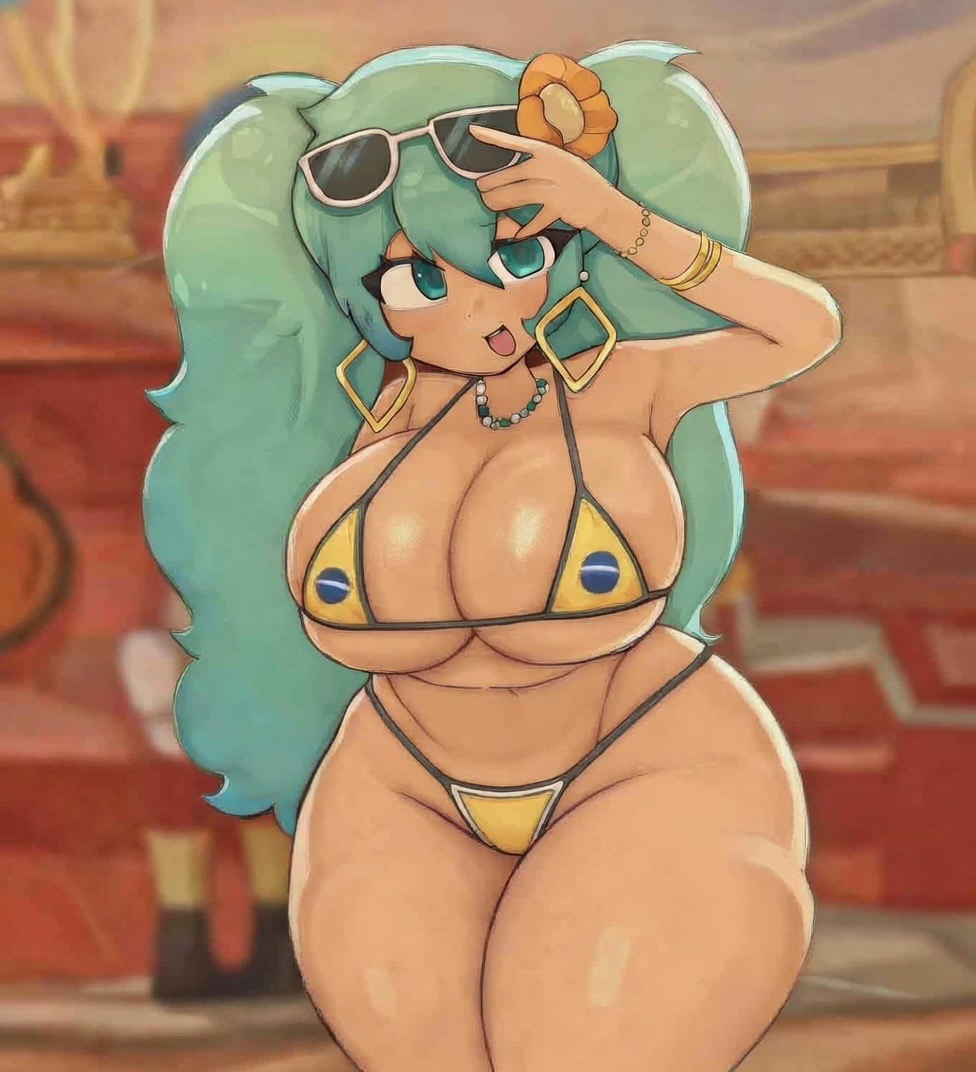 ai generated, blue hair, brazilian miku, chewyffon, curvy, female, hatsune miku