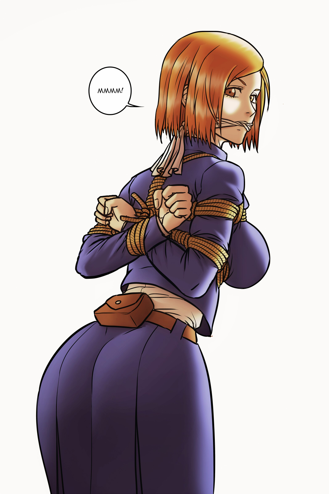 1giels, bondage, bound and gagged, brown eyes, brown hair, cleave gag, damsel in distress, female, female only, female solo, gagged, gagged female, jujutsu kaisen, kugisaki nobara, reptileye, rope, rope bondage, short hair, solo, solo female, solo only, tied up