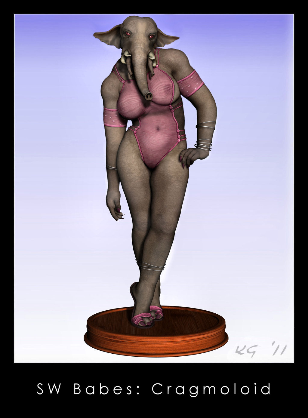 3d alien big_breasts breasts cragmoloid female grey_skin kaernen navel nipples red_eyes star_wars text transparent_clothing trunk