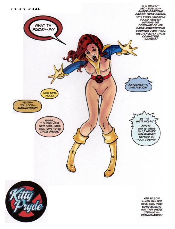 adam_walters boots bottomless brown_hair busty erotic_earth female female_focus female_only full_body hourglass_figure human human_only kitty_pryde long_hair marvel marvel_comics pose posing shadowcat solo speech_bubble tebra topless wide_hips x-men