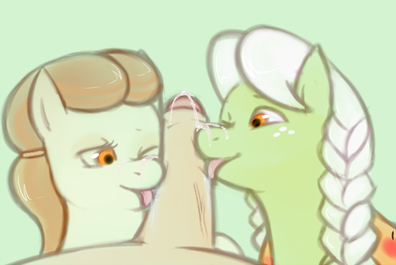 1boy 2girls friendship_is_magic granny_smith_(mlp) granny_smith_(young) hasbro mlp_g5 my_little_pony redintravenous smooth_skin tagme zoophilia