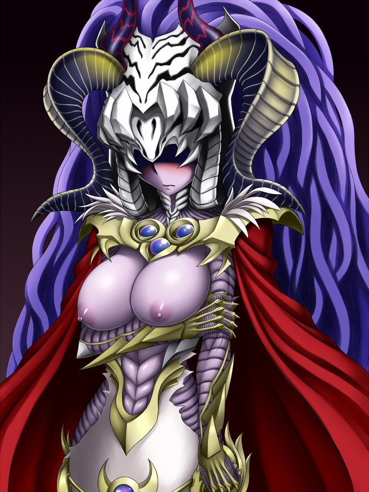 1girls archfiend_empress blush female horns long_hair pataneet purple_skin yu-gi-oh!