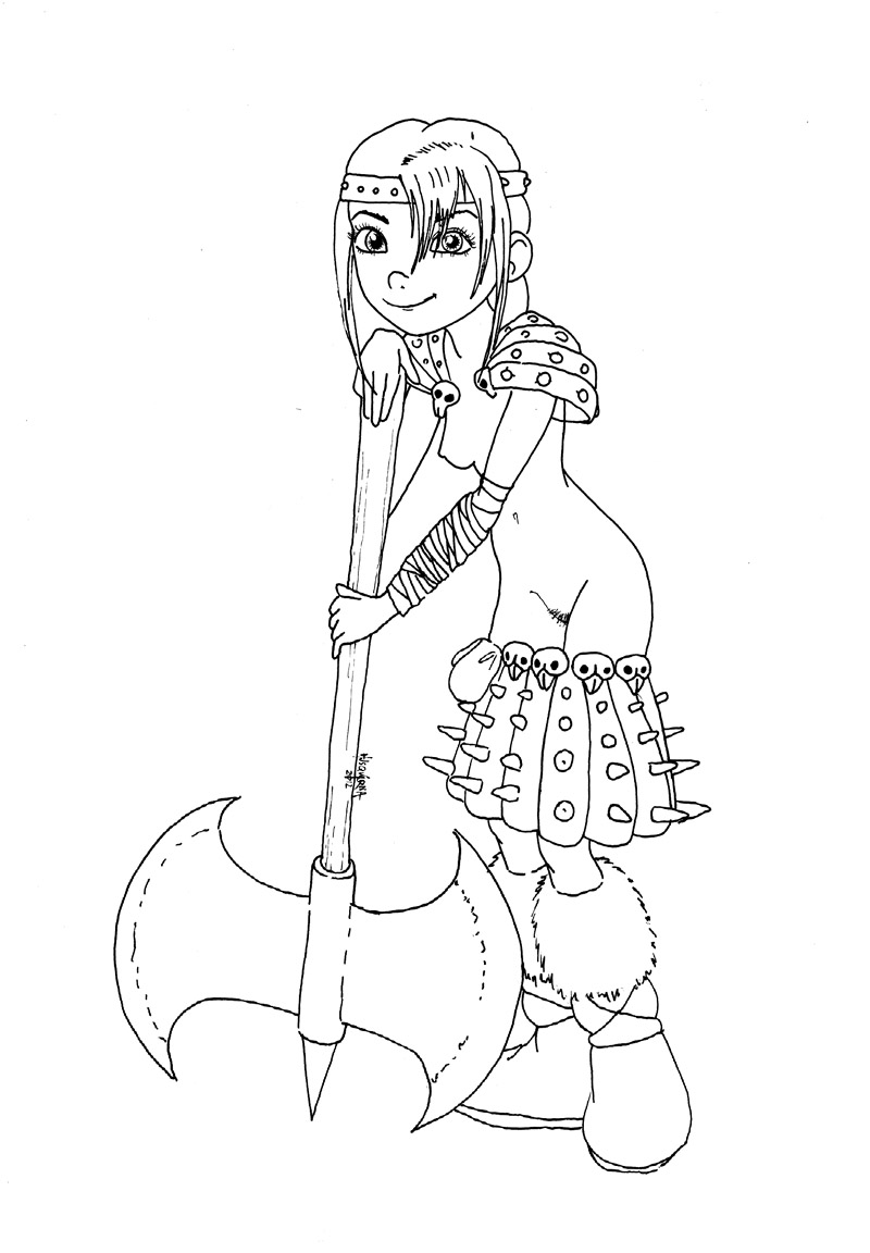 astrid_hofferson axe breasts dreamworks exposed_breasts female female_only how_to_train_your_dragon human husqvarna line_art monochrome paramount_pictures solo vulva