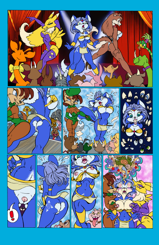 anthro canine colleen color comic crossover digimon dog female fox fur furry indoors interspecies krystal mammal multiple_females nipples renamon road_rovers star_fox steve_martin tagme yuri