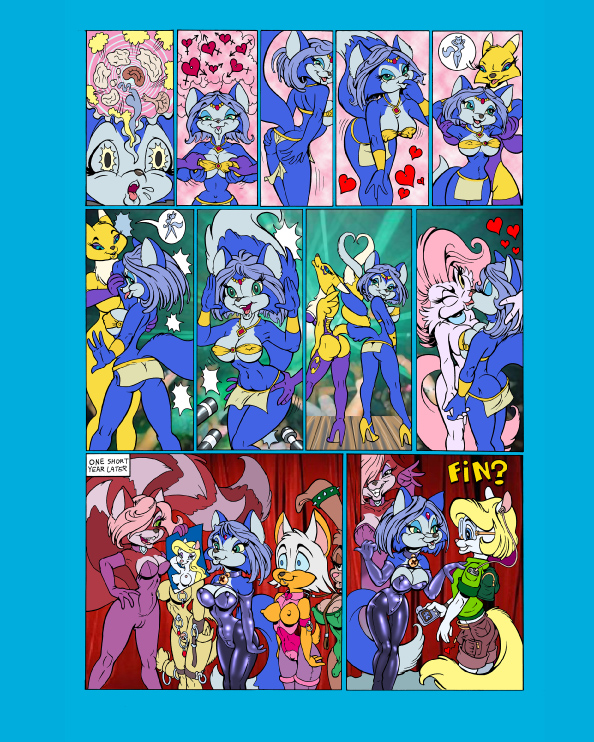 animaniacs anthro color comic crossover digimon female fox fur furry indoors interspecies krystal male minerva_mink multiple_females nipples renamon star_fox steve_martin tagme yuri