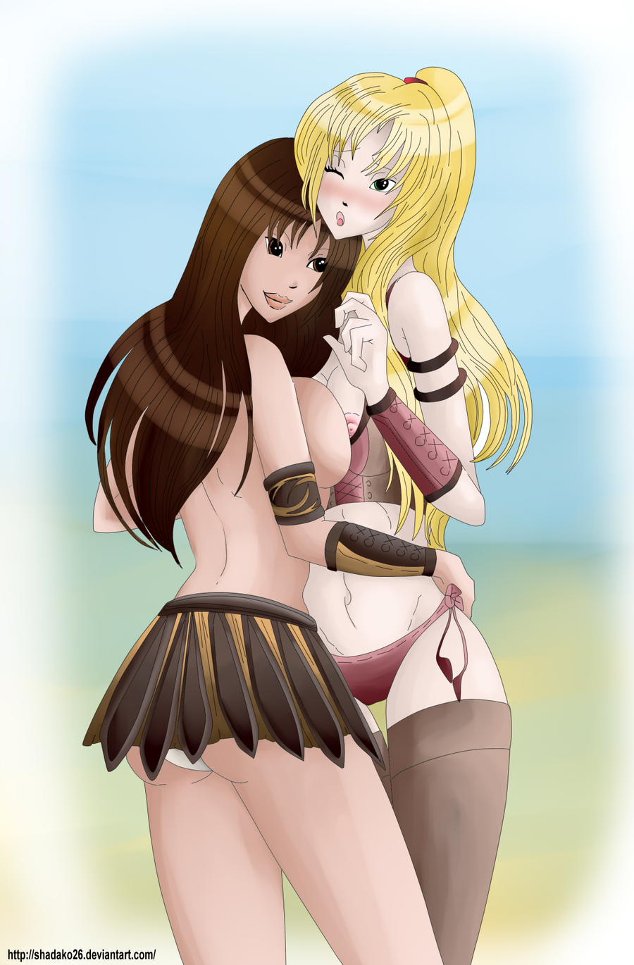 female gabrielle_(xena) multiple_girls shadako26 xena xena_warrior_princess yuri