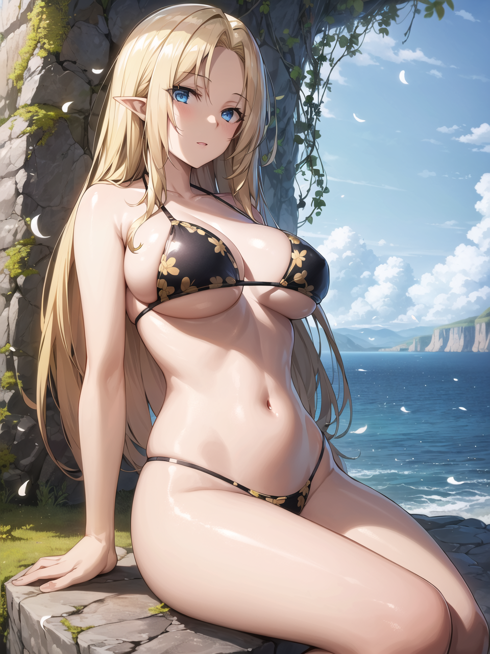 1girls, ai generated, alpha (the eminence in shadow), bikini, breasts, curvy body, curvy female, curvy figure, elf, female, female focus, female only, hi res, huge breasts, kage no jitsuryokusha ni naritakute!, seductive look, solo, stable diffusion, the eminence in shadow, voluptuous, voluptuous female