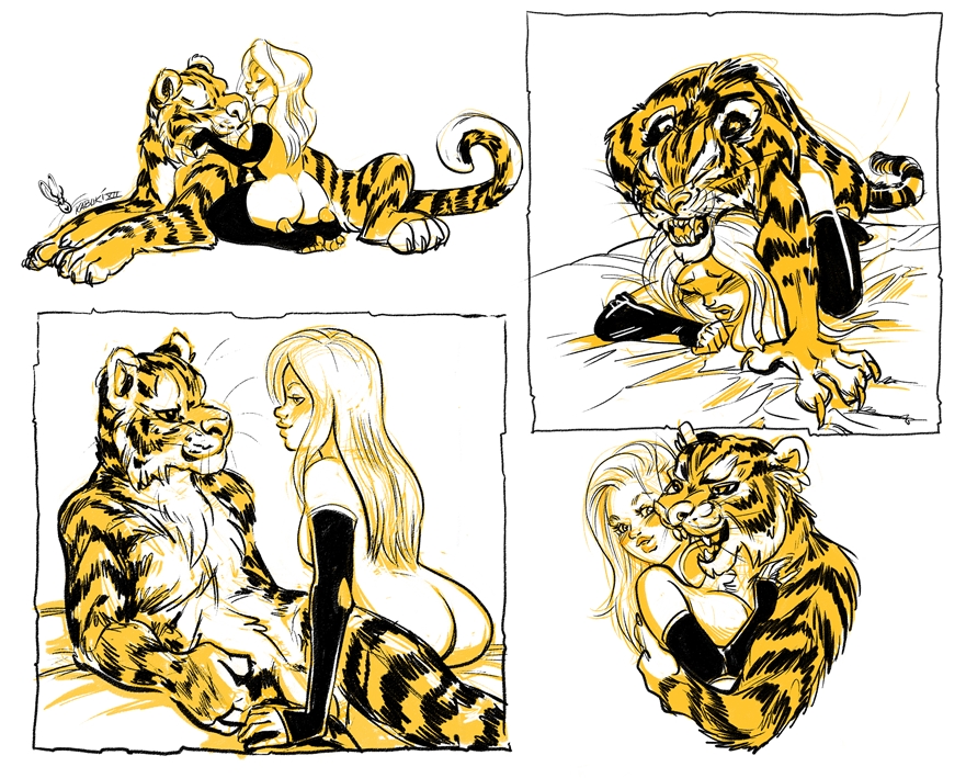 anthro anthro_on_female anthro_on_human anthro_penetrating anthro_penetrating_female anthro_penetrating_human breasts comic feline female female_penetrated fur furry human human_female human_on_anthro interspecies kathleen male open_mouth penetration russ sex straight tiger
