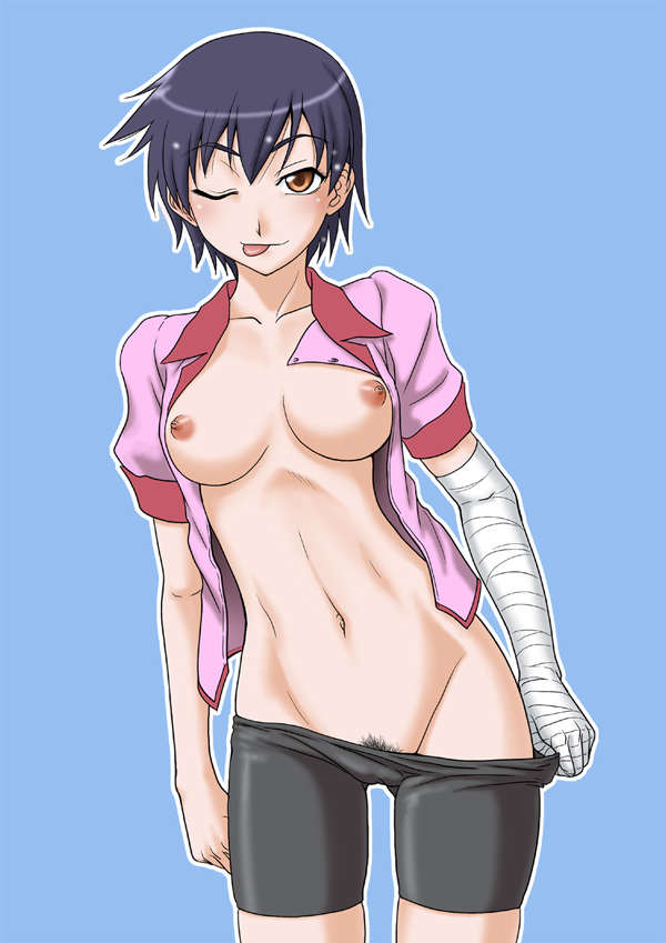 bakemonogatari kanbaru_suruga monogatari_(series) pointy_chin tagme