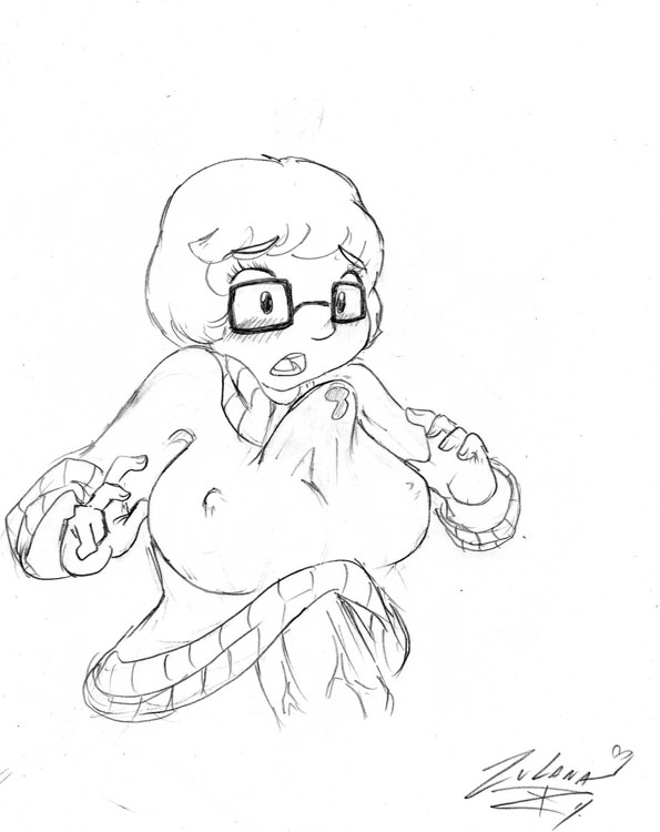 hanna-barbera monochrome penis rough_sketch scooby-doo tagme velma_dinkley zulana