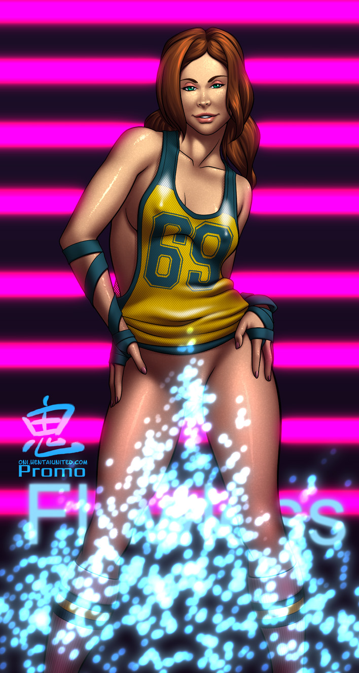 athletic_female basketball_jersey bottomless brunette censored_pussy dance_central emilia emilia_(dance_central) erect_nipples fit_female hand_wraps oni_(artist) tube_socks