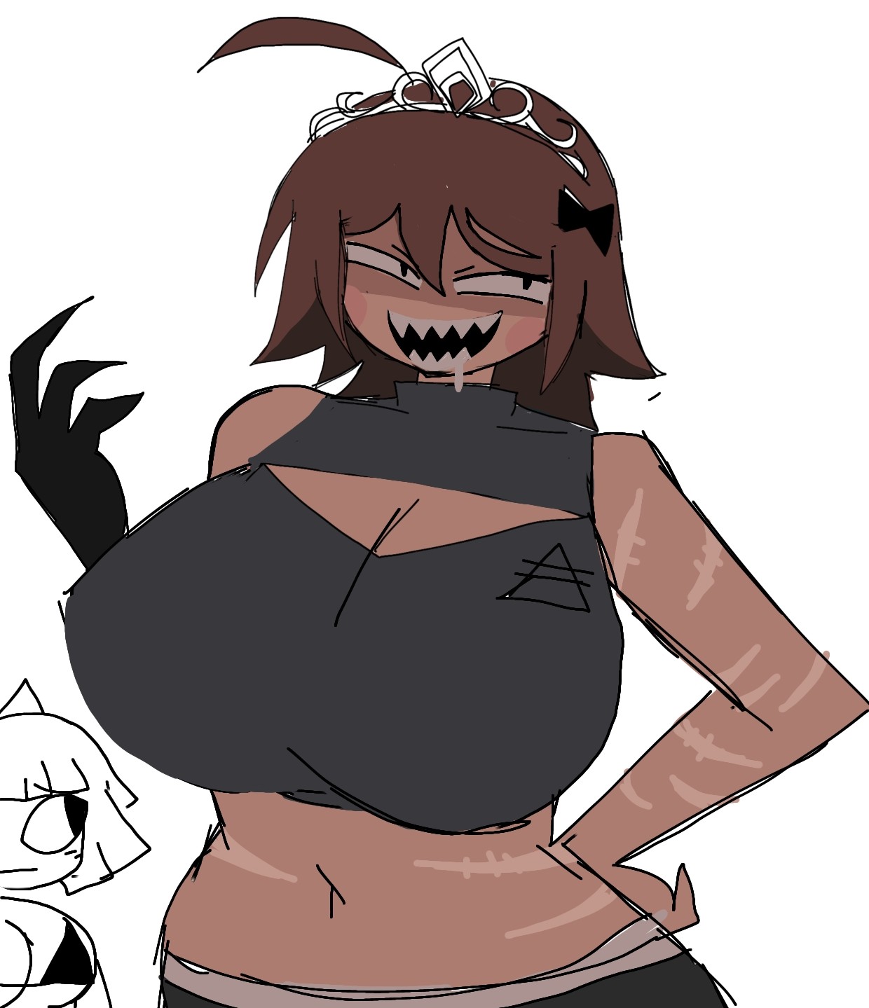 1girls, 2girls, aged up, alice (fundamental paper education), ass, big ass, big breasts, breasts, casual nudity, claire (fundamental paper education), cleavage, clothed, clothing, demon, demon girl, female, female only, fundamental paper education, huge breasts, massive breasts, massive thighs, momiji (artist), revealing clothes, schoolgirl