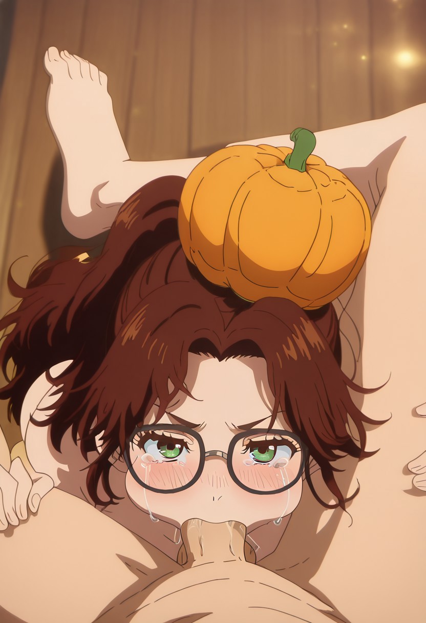 1boy, 1girls, ai generated, chelsea childe, dr.stone, fellatio, female, forced, glasses, irrumatio, leglock, male, raped, size difference, spardai (artist), young