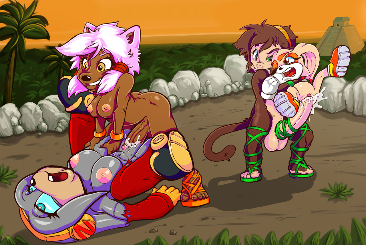 breasts, clitoris, cream the rabbit, dominant futa, female, forced, futa on female, futanari, haplorhine, intersex, large breasts, monkey, neokat, nilly (project x), primate, project x love potion disaster, pussy, ruby (project x), sonic (series), sonic the hedgehog (series), zeta the echidna