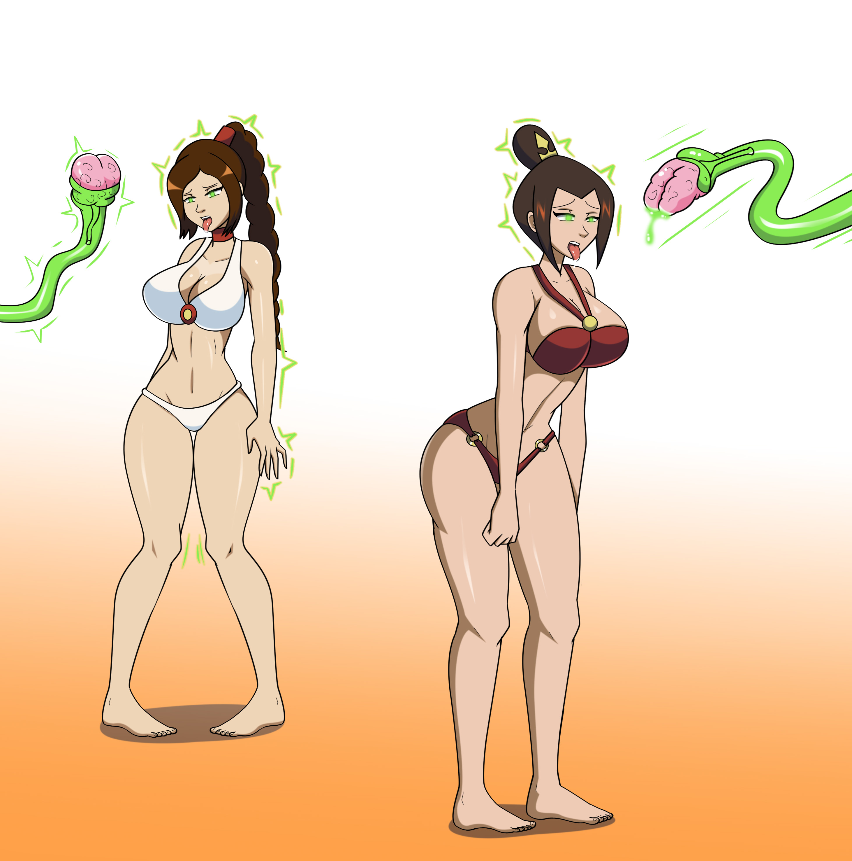 avatar the last airbender, azula, big breasts, brain, brain eating meteor, brain removal, brainless, dlobo777, external brain, femsub, hypnosis, large breasts, multiple girls, standing, tentacle, the grim adventures of billy and mandy, tongue, tongue out, ty lee