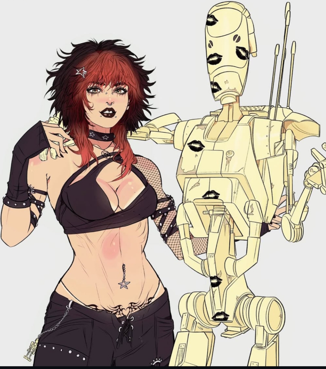 1girls, 2d, b1 battle droid, droid (star wars), female, robot, smacked, star wars, tagme, yoracrab