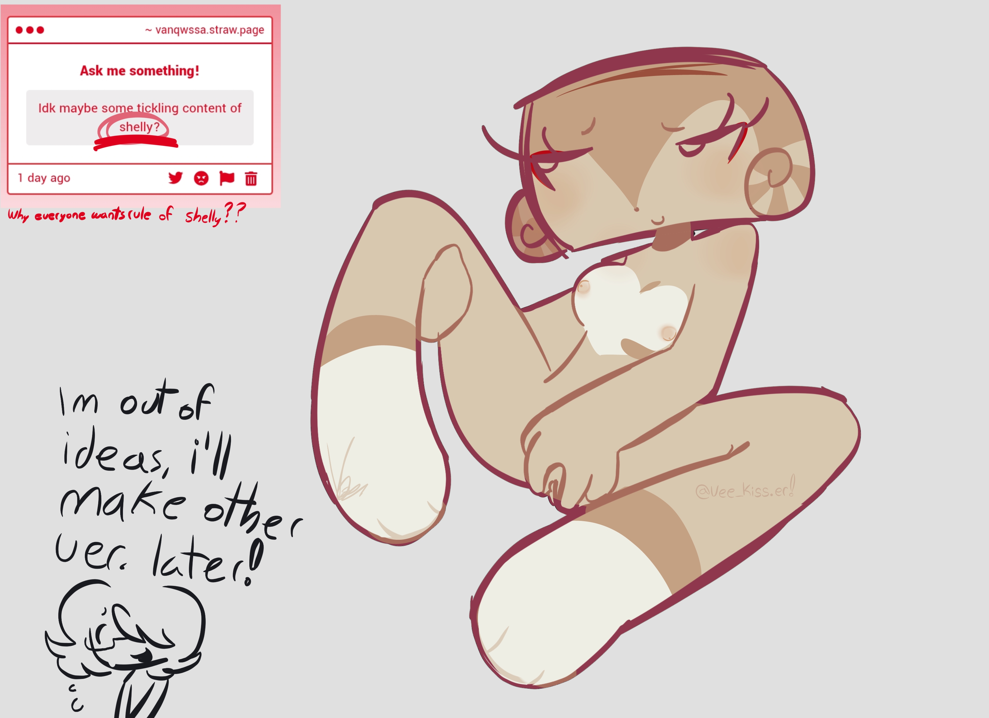 dandy's world, open legs, shelly (dandy's world), shy smile, solo, solo female, strawpage request