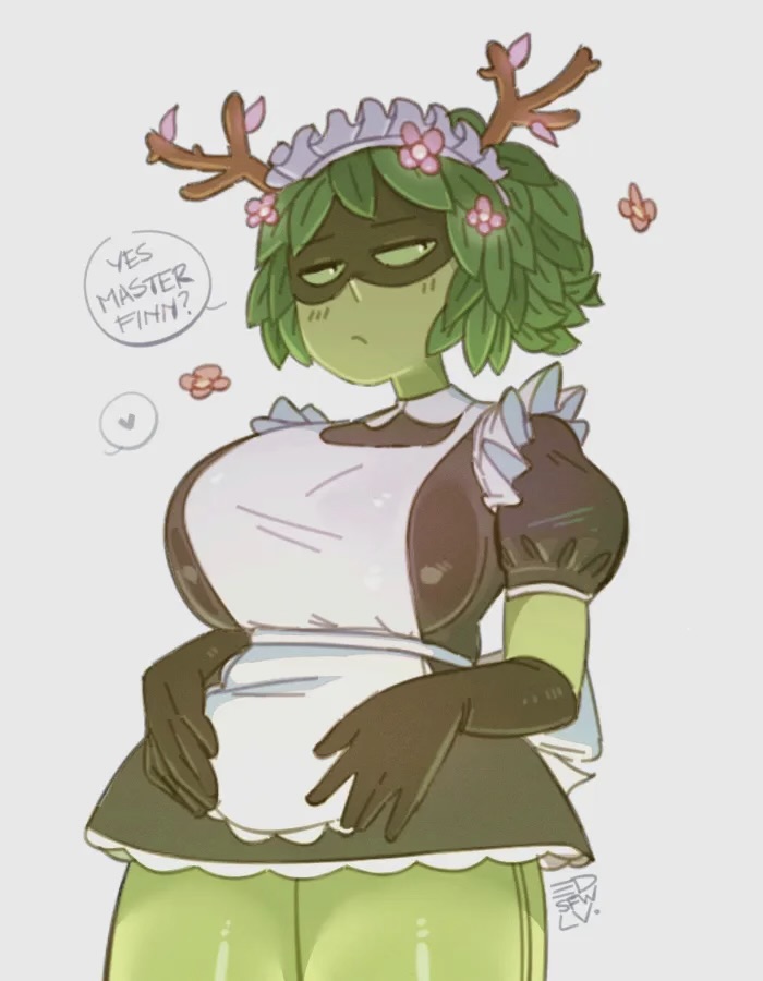 1girls, adventure time, big breasts, breasts, curvaceous, curvy, curvy figure, edalv, huntress wizard, large breasts, maid, maid headdress, maid outfit, maid uniform, pinup, tits