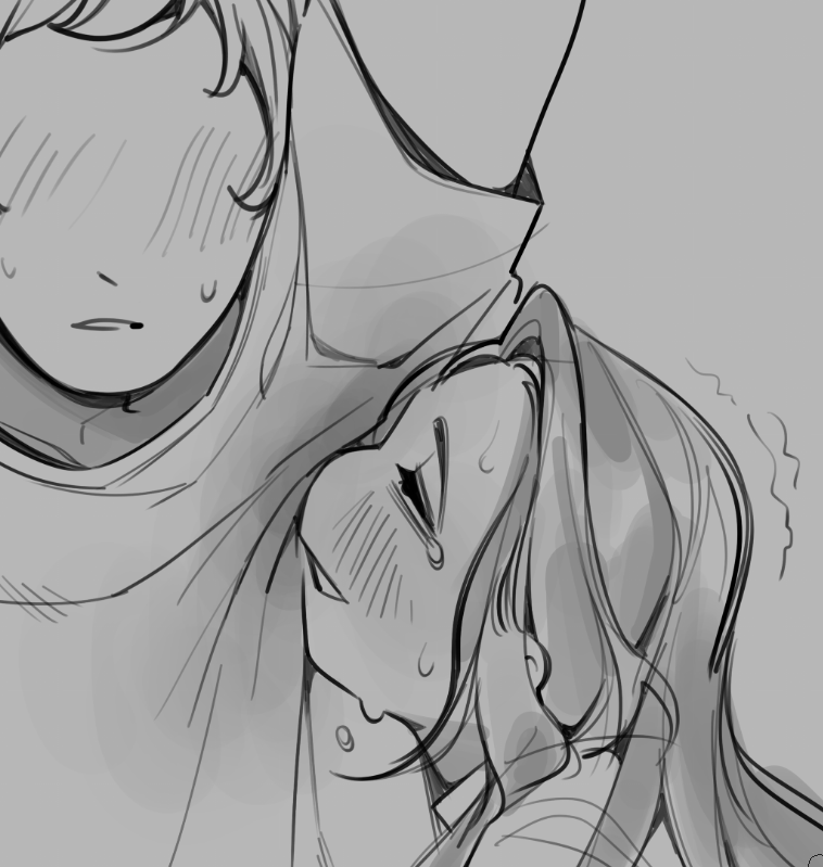 1boy, 1boy1girl, 1girls, armpit, armpit fetish, armpits, arms up, blush, blush lines, female, glacierclear, male, mod (glacierclear), sniffing armpit, sweat, sweat stain, sweatdrop, sweating, sweaty
