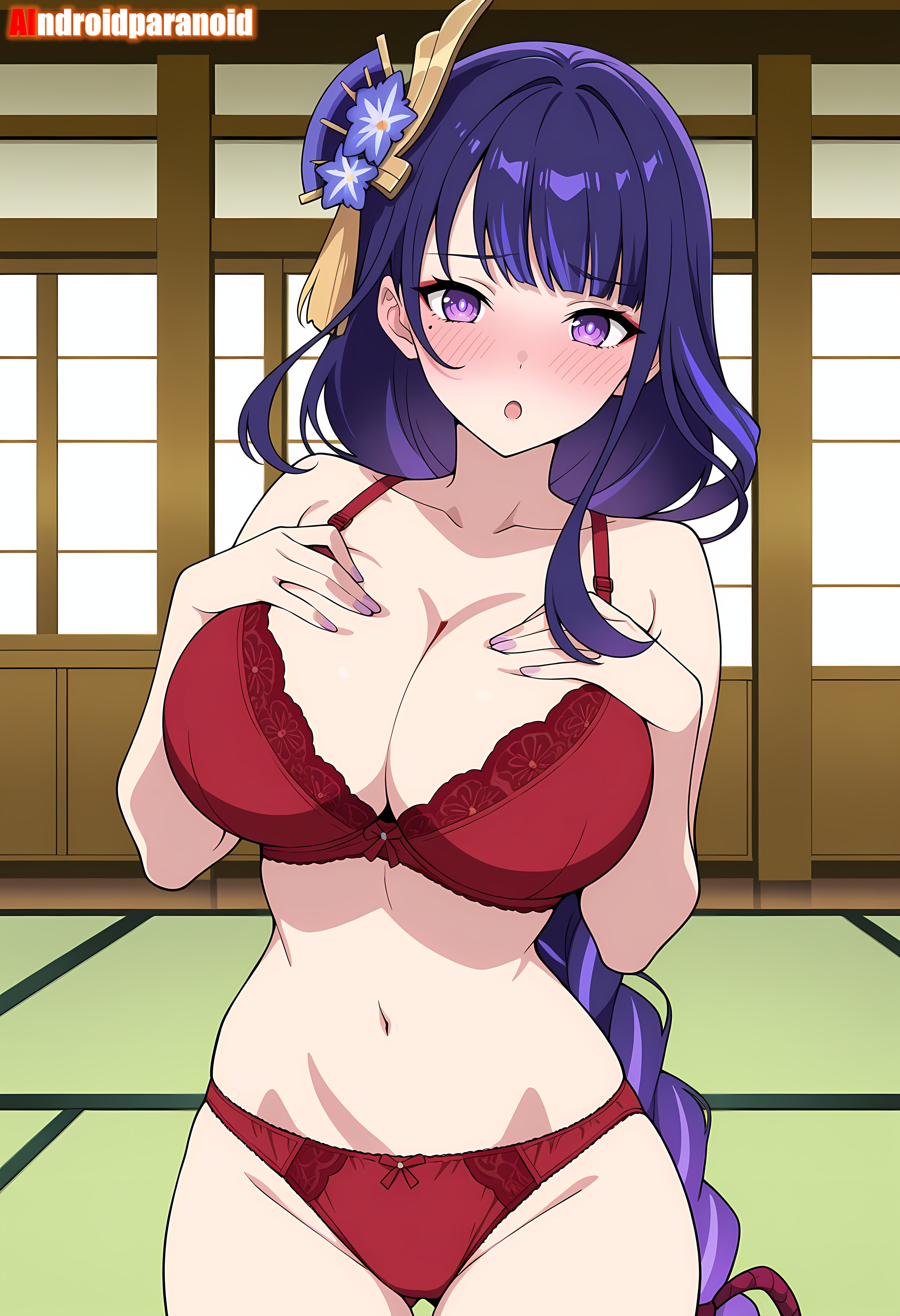 1girls, ai generated, aindroidparanoid, ass, big ass, big breasts, big butt, bra, breasts, busty, curvy, cute, fat ass, female, female only, genshin impact, hair, hi res, hips, huge ass, huge breasts, human, large ass, large breasts, legs, lingerie, narrow waist, panties, raiden shogun, slim waist, tagme, thick ass, thick thighs, voluptuous, waist, wide hips